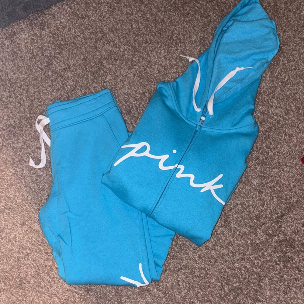 PINK Blue Hoodie and Joggers Set